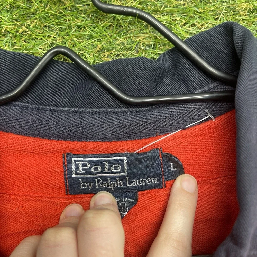 Vintage Polo Ralph Lauren Rugby Shirt Mens Large Big Pony #3 Elbow Patches y2k